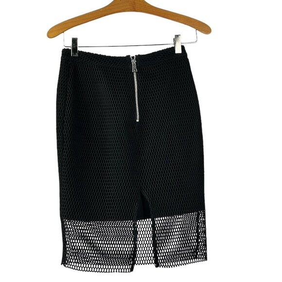 Black Mesh Pencil Skirt, Size 4 - Picture 4 of 8